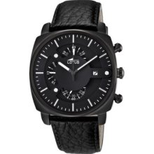 Lotus Men's Quartz Watch With Black Dial Chronograph Display And Black Leather Strap 10108/1