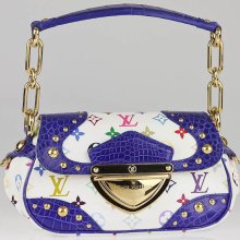 Louis Vuitton Limited Edition Blue Alligator White Monogram Multicolore Marilyn Bag