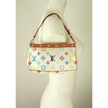 Louis Vuitton White Multicolore Monogram Studded Pochette Mini Bag