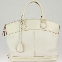Louis Vuitton White Suhali Leather Lockit MM Bag