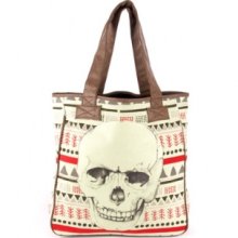 Loungefly Tribal Print Skull Tote Brown/Multi