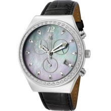 Lucien Piccard 26384bk Radiance Chronograph White Swarovski Crystal Black Mop