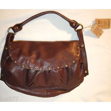 Lucky Brand Sunset Junction Leather Flap Hobo Bag Aubergine $189