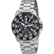 Luminox Mens Navy Seal Colormark Black Dial Chrono Steel Bracelet Watch 3182