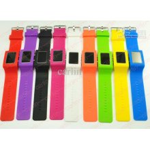 Luxury Fashion Rectangle Make-up Mirror Led Watch Jelly Candy Silico