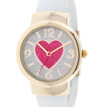 M Z BERGER & CO. INC. Ladies' White Croc Strap Watch With Round Gold