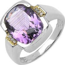 Malaika Sterling Silver Amethyst Two-tone Ring