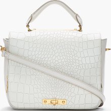 Marc By Marc Jacobs Ivory Leather Top Handle Goodbye Columbus Croc-embossed Bag