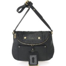 Marc By Marc Jacobs Preppy Natasha Flap Crossbody Bag Handbag Black Leather