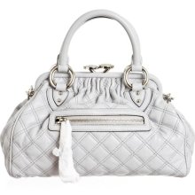 Marc Jacobs Gray Leather Stam Quilted Handbag New
