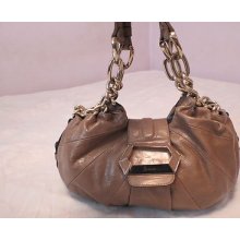 Marciano Guess Brown Taupe Genuine Leather Chain Strap Satchel $265