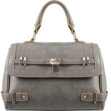 Melie Bianco Julie Handbag Lock Fashion Satchel (Grey)