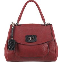 Melie Bianco Sandra Handbag Flap Over Satchel - Burgundy