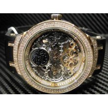 Men Diamond Joe Rodeo Watch Automatic Movement Jjm81 Rubber Band Stainless Steel