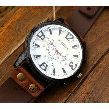 Men wrist watch-Genuine leather watch-Personalized trendy watch jewelry-Handmade wrap watch-Teen Wrist watch Rivet watch V58