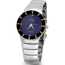 Mens Blue Black Silver Gold Tone Fashion Bracelet Watch