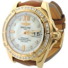 Men's Breitling H49350 Windrider Cockpit Yellow Gold Diamond Mop Watch