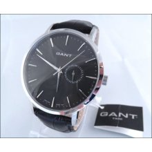 Mens Classic Stainless Steel Gant Park Hill Black Leather Gents Suit Watch