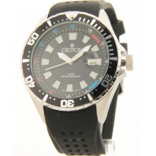 Mens Croton Sporty Black Rubber Band Date 10ATM Watch CA301245BSBK