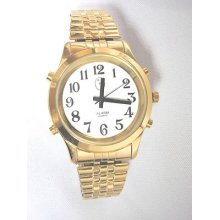 Men's Deluxe Talking Wrist Watch With Alarm Gold Tone For The Blind/low Vision