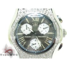 Mens Diamond Aqua Techno Watch Round Cut H Color With Chronograph Dial 1.50ct