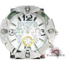 Mens Diamond Aqua Techno Watch H Color Si1 With Pastel Chronograph Dial 0.35ct