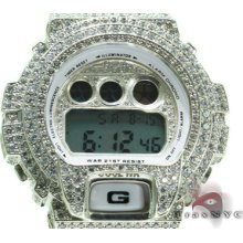 Mens Diamond White Gold G-shock Illuminator Case Round Cut Si1 Watch 20.00ct