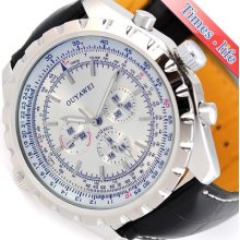 Mens Gentle Automatic Mechanical Watch Fashion Clear White Date 6 Hands