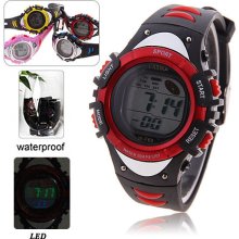 mens Lasika black ,red& silver digital watch w/alarm rubber band