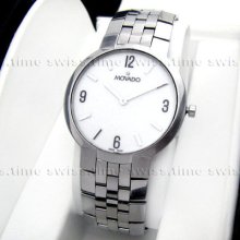 Men's Movado Faceto White Museum Dial Stainless Steel Swiss Quartz Watch