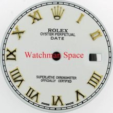 Men's Rolex Date Quickset Glossy White Roman Numberal Dial 2tone O22