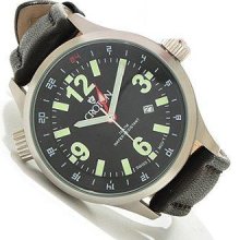 Men's Rotating Croton Leather Strap Watch Ca301195bsbk