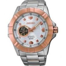 Men's Stainless Steel Case and Bracelet Automatic Silver Dial Rose