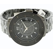 Mens Super Techno 4 Row 12 Black Genuine Diamond Watch Master Hiphop Bezel Iced