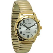 Mens Tel Time Talking Watch Golden Chrome Expan