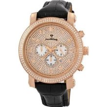 Men's Victor Watch in Black Leather with Rose-Gold Dial ...