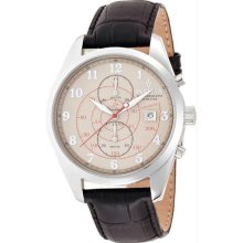 Men's Vintage Chronograph Stainless Steel Case Leather Bracelet Light