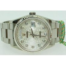 Mens White Gold Rolex Oyster Day Date Diamond Watch