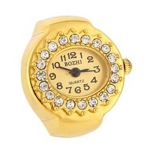 Metalic Elliptic Dial Analog Ring Watch (Golden)