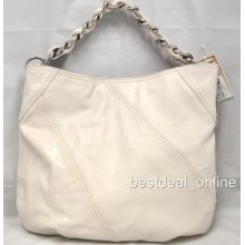 Michael Kors Collette Vanilla Lg Shoulder Bag Genuine Leather Handbag Purse