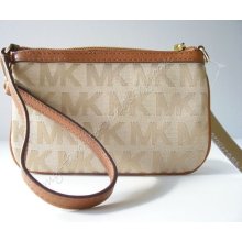 Michael Kors Jet Set Small Signature Jacquard Wristlet Beige/Camel/Lu