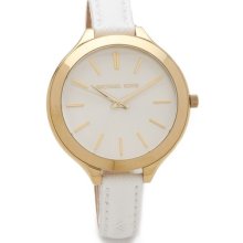 Michael Kors Leather Slim Runway Watch