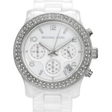 Michael Kors Mk 5188 Women's Chronograph Runway White Ceramic Watch /