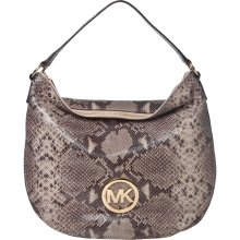 Michael Kors Sand Embossed Leather Hobo Bag (Michael Kors 30H1SFTL3E 110 Embossed Leather Hobo)