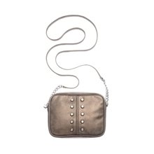 Michael Kors Uptown Astor Nickel Leather Silver Chain Crossbody Handbag