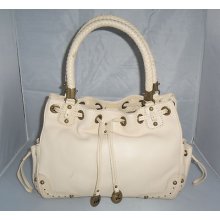 Michael Kors Vanilla Leather Drawstring Tote Bag, Shoulder Bag, Handbag, Satchel