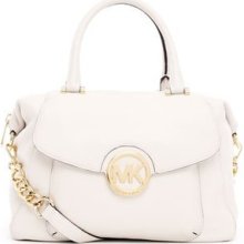 Michael Kors Vanilla Off-white Large Fulton Pebbled Leather Satchel Bag