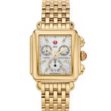 MICHELE 'Deco' Diamond Dial Gold Watch Case Gold