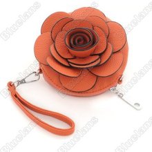 Mini Cute Candy Flower Wristlet Purse Satchel Handbag Evening Bag Orange