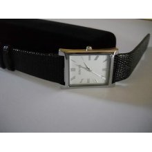 Mint->dress Tanc-style Quartz Watch With Black Lizard Grain Leather, Box Incl.